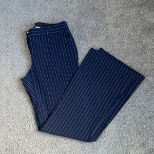 Navy pinstripe wide leg dress pants